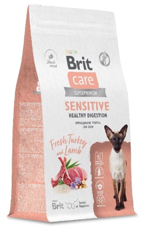 корм Брит CARE для кошек "Sensitive Healthy", 0,4кг индей и ягненок